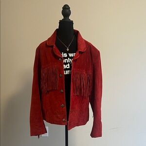 Scully Red Suede Fringe Jacket